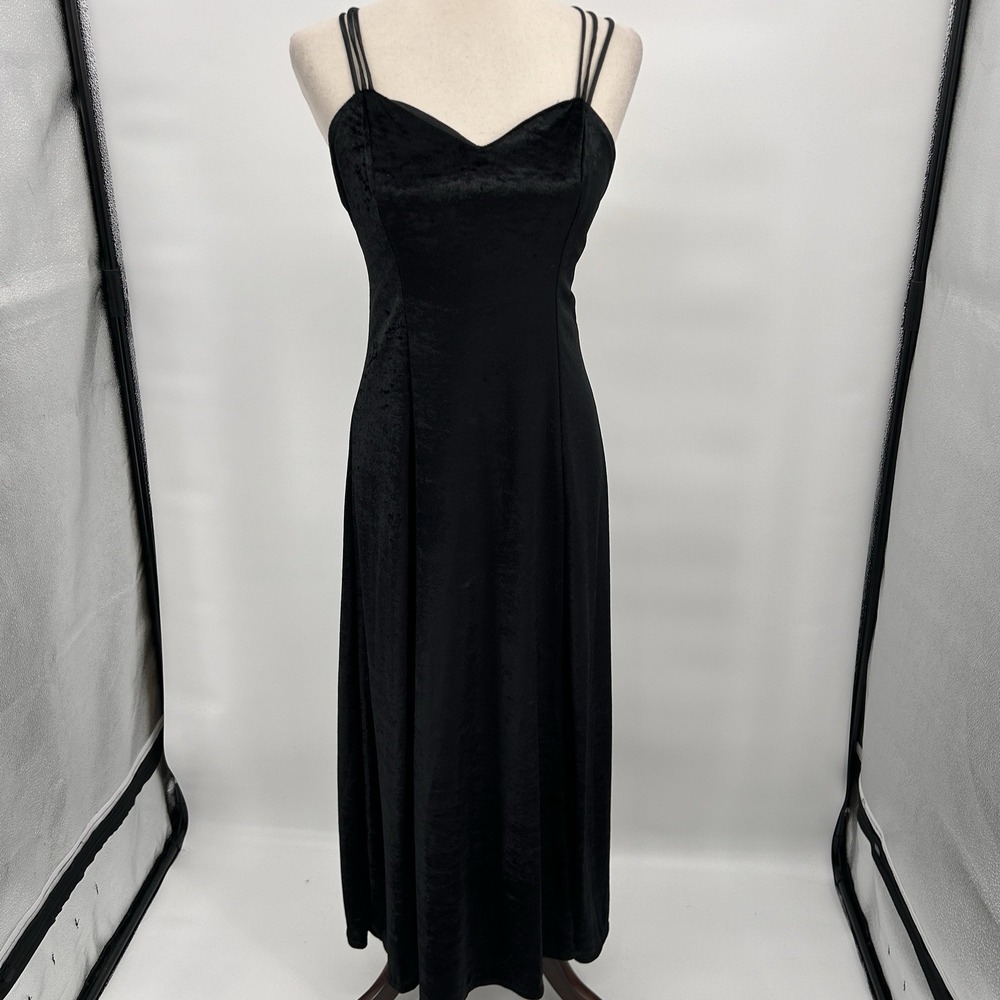 Vintage Next Left Womens Y2K Velvet Whimsigoth Dress Sz 3 Black‎ Dark Romantic